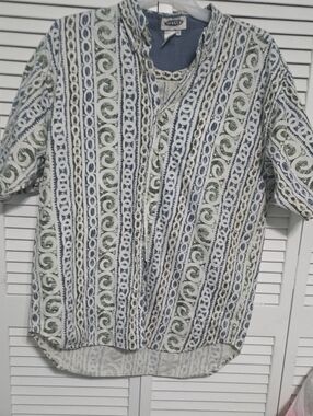 VTG 90s Motto Red Dot Abstract Geometric Button Up Shirt XL 100% Cotton Boxy